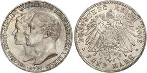 5 Mark Ducado de Sajonia-Weimar-Eisenach (1809 - 1918) Plata Guillermo Ernesto de Sajonia-Weimar-Eisenach