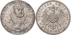 5 Mark Ducado de Sajonia-Weimar-Eisenach (1809 - 1918) Plata 