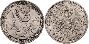 5 Mark Ducado de Sajonia-Weimar-Eisenach (1809 - 1918) Plata 