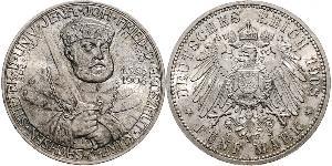 5 Mark Ducado de Sajonia-Weimar-Eisenach (1809 - 1918) Plata 