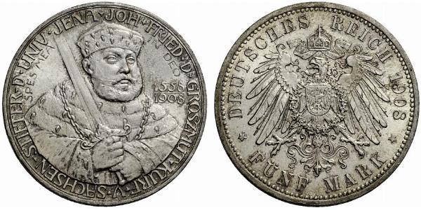 5 Mark Ducado de Sajonia-Weimar-Eisenach (1809 - 1918) Plata 