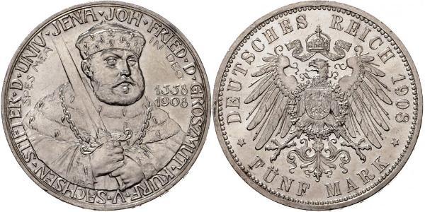 5 Mark Ducado de Sajonia-Weimar-Eisenach (1809 - 1918) Plata 