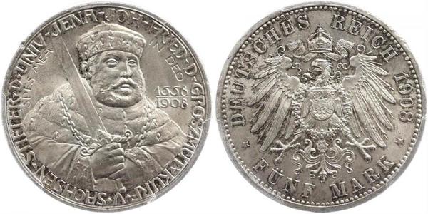 5 Mark Ducado de Sajonia-Weimar-Eisenach (1809 - 1918) Plata 