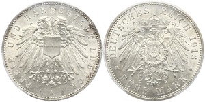 5 Mark Free City of Lübeck Plata 