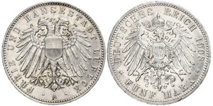 5 Mark Free City of Lübeck Plata 