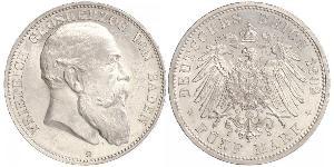 5 Mark Gran Ducado de Baden (1806-1918) Plata Federico I de Baden (1826 - 1907)