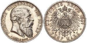 5 Mark Gran Ducado de Baden (1806-1918) Plata Federico I de Baden (1826 - 1907)