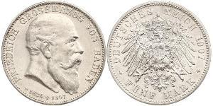 5 Mark Gran Ducado de Baden (1806-1918) Plata Federico I de Baden (1826 - 1907)