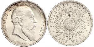 5 Mark Gran Ducado de Baden (1806-1918) Plata Federico I de Baden (1826 - 1907)