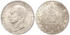 5 Mark Grand Duchy of Oldenburg (1814 - 1918) Plata Federico Augusto III de Sajonia (1865-1932)