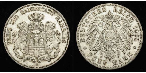 5 Mark Hamburgo Plata 