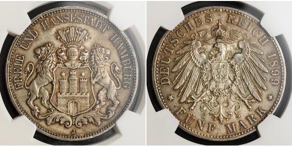 5 Mark Hamburgo Plata 