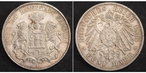 5 Mark Hamburgo Plata 