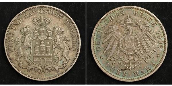 5 Mark Hamburgo Plata 