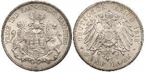 5 Mark Hamburgo / Imperio alemán (1871-1918) Plata 
