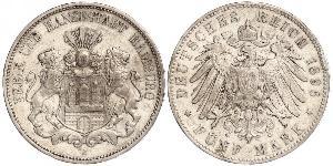 5 Mark Hamburgo / Imperio alemán (1871-1918) Plata 