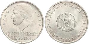 5 Mark Imperio alemán (1871-1918) Plata Gotthold Ephraim Lessing