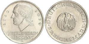 5 Mark Imperio alemán (1871-1918) Plata Gotthold Ephraim Lessing