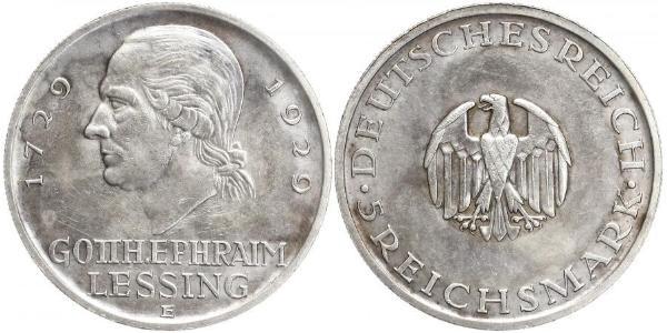 5 Mark Imperio alemán (1871-1918) Plata Gotthold Ephraim Lessing