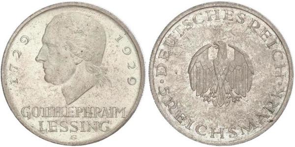 5 Mark Imperio alemán (1871-1918) Plata Gotthold Ephraim Lessing