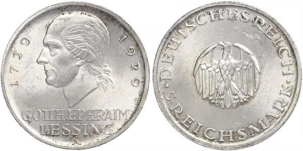5 Mark Imperio alemán (1871-1918) Plata Gotthold Ephraim Lessing