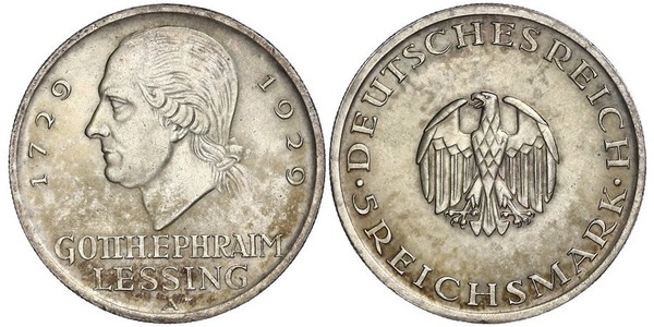 5 Mark Imperio alemán (1871-1918) Plata Gotthold Ephraim Lessing