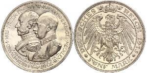 5 Mark Mecklemburgo-Schwerin (1352-1918) Plata Frederick Francis IV, Grand Duke of Mecklenburg (1882 - 1945)