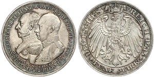 5 Mark Mecklemburgo-Schwerin (1352-1918) Plata Frederick Francis IV, Grand Duke of Mecklenburg (1882 - 1945)