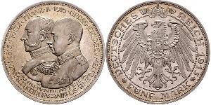 5 Mark Mecklemburgo-Schwerin (1352-1918) Plata Frederick Francis IV, Grand Duke of Mecklenburg (1882 - 1945)