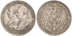 5 Mark Mecklemburgo-Schwerin (1352-1918) Plata Frederick Francis IV, Grand Duke of Mecklenburg (1882 - 1945)