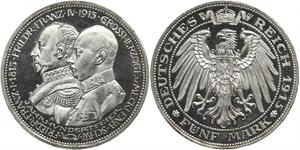 5 Mark Mecklemburgo-Schwerin (1352-1918) Plata Frederick Francis IV, Grand Duke of Mecklenburg (1882 - 1945)