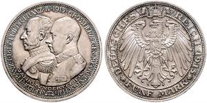 5 Mark Mecklemburgo-Schwerin (1352-1918) Plata Frederick Francis IV, Grand Duke of Mecklenburg (1882 - 1945)