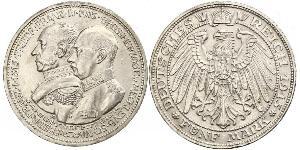 5 Mark Mecklemburgo-Schwerin (1352-1918) Plata Frederick Francis IV, Grand Duke of Mecklenburg (1882 - 1945)