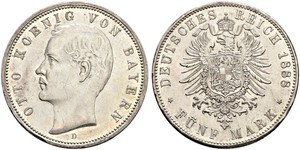 5 Mark Reino de Baviera (1806 - 1918) Plata Otón I de Baviera(1848 – 1916)