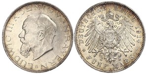 5 Mark Reino de Baviera (1806 - 1918) Plata Luis III de Baviera (1845 – 1921)