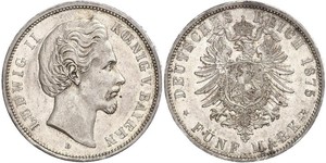 5 Mark Reino de Baviera (1806 - 1918) Plata Luis II de Baviera(1845 – 1886)