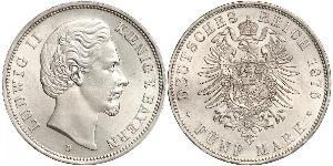 5 Mark Reino de Baviera (1806 - 1918) Plata Luis II de Baviera(1845 – 1886)