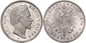 5 Mark Reino de Baviera (1806 - 1918) Plata Luis II de Baviera(1845 – 1886)