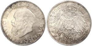 5 Mark Reino de Baviera (1806 - 1918) Plata Luis III de Baviera (1845 – 1921)