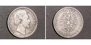 5 Mark Reino de Baviera (1806 - 1918) Plata Luis II de Baviera(1845 – 1886)