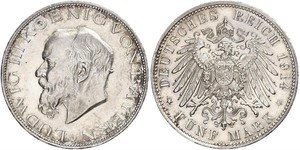 5 Mark Reino de Baviera (1806 - 1918) Plata Luis III de Baviera (1845 – 1921)