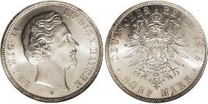 5 Mark Reino de Baviera (1806 - 1918) Plata Luis II de Baviera(1845 – 1886)