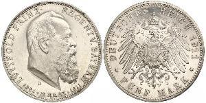 5 Mark Reino de Baviera (1806 - 1918) Plata Otón I de Baviera(1848 – 1916)