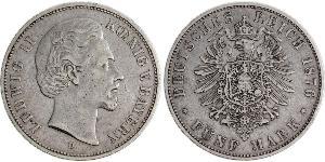 5 Mark Reino de Baviera (1806 - 1918) Plata Luis II de Baviera(1845 – 1886)