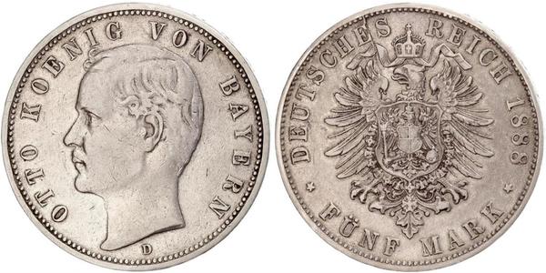 5 Mark Reino de Baviera (1806 - 1918) Plata Otón I de Baviera(1848 – 1916)