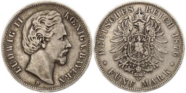 5 Mark Reino de Baviera (1806 - 1918) Plata Luis II de Baviera(1845 – 1886)
