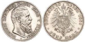 5 Mark Reino de Prusia (1701-1918) Plata Federico III de Alemania (1831-1888)