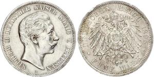 5 Mark Reino de Prusia (1701-1918) Plata Wilhelm II, German Emperor (1859-1941)