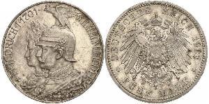 5 Mark Reino de Prusia (1701-1918) Plata Wilhelm II, German Emperor (1859-1941)