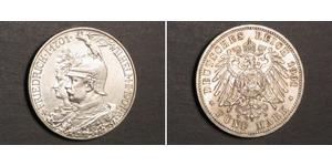 5 Mark Reino de Prusia (1701-1918) Plata Wilhelm II, German Emperor (1859-1941)